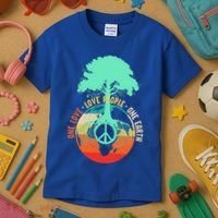 World Peace Tree Gift Love People Earth Day Gift Kids T-Shirt thumb 3