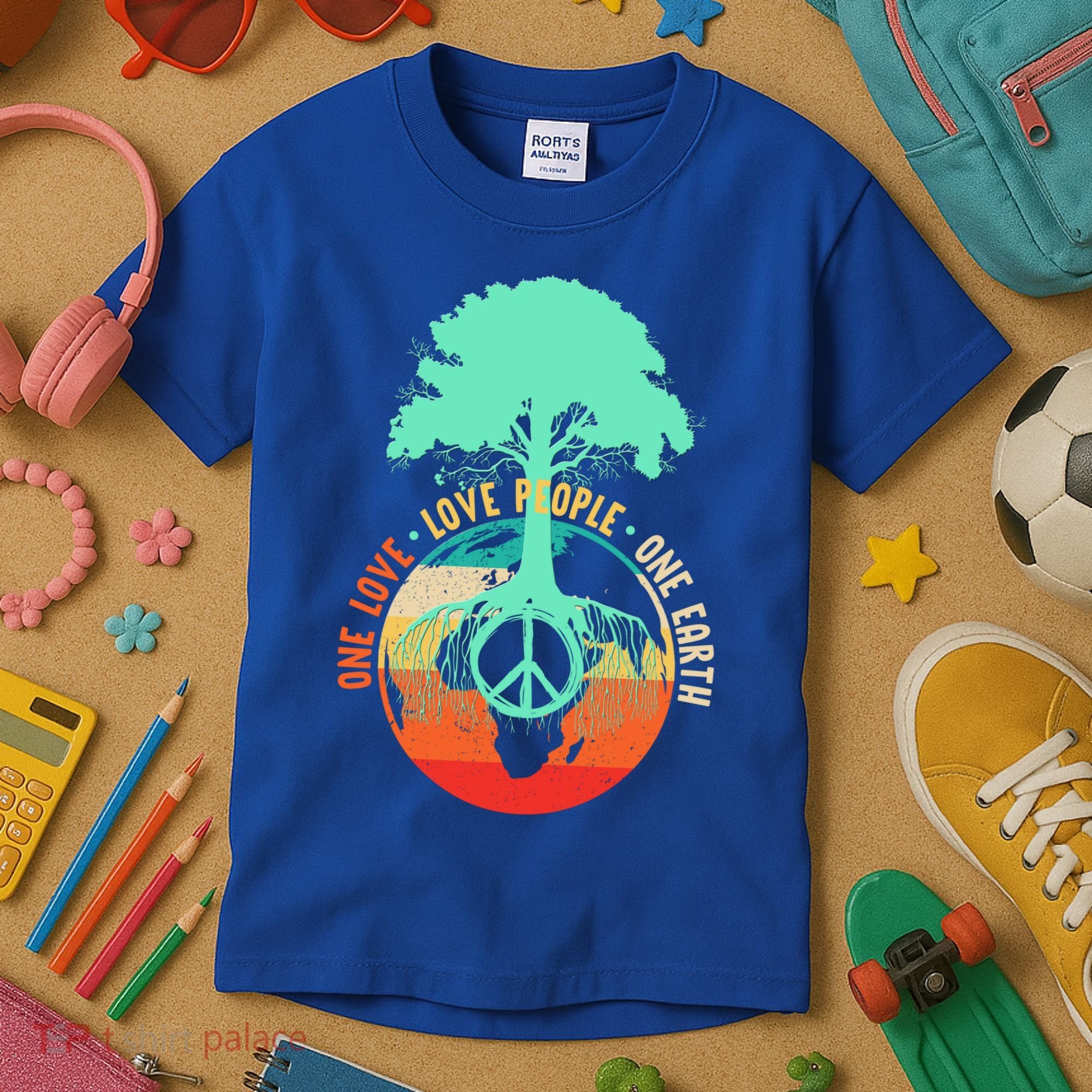 World Peace Tree Gift Love People Earth Day Gift Kids T-Shirt