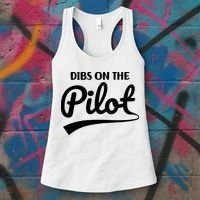 Womens Pilot Wife Dibs On The Pilot Pilot Girlfriend Women's Tank Top thumb 3