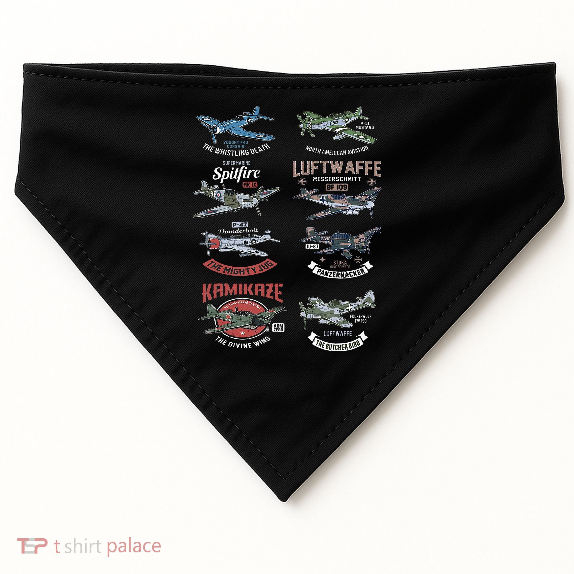 Ww2 Planes Warbirds Warplanes F4u Corsair P 47 Thunderbolt USA-Made Doggie Bandana