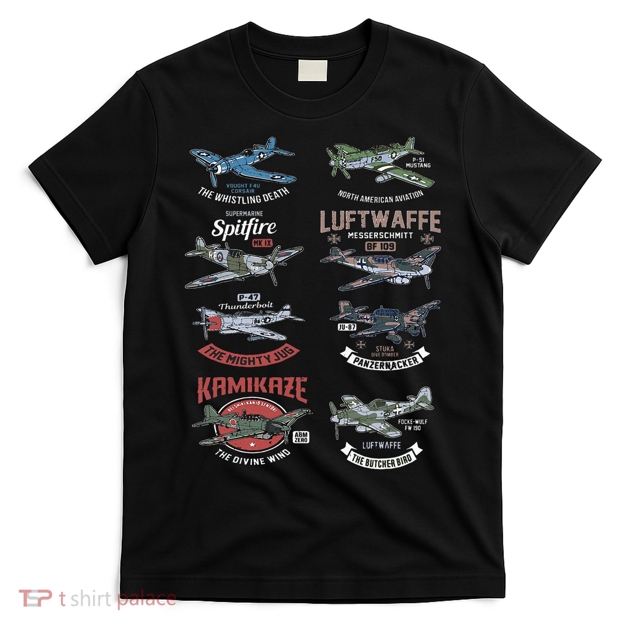 Ww2 Planes Warbirds Warplanes F4u Corsair P 47 Thunderbolt T-Shirt