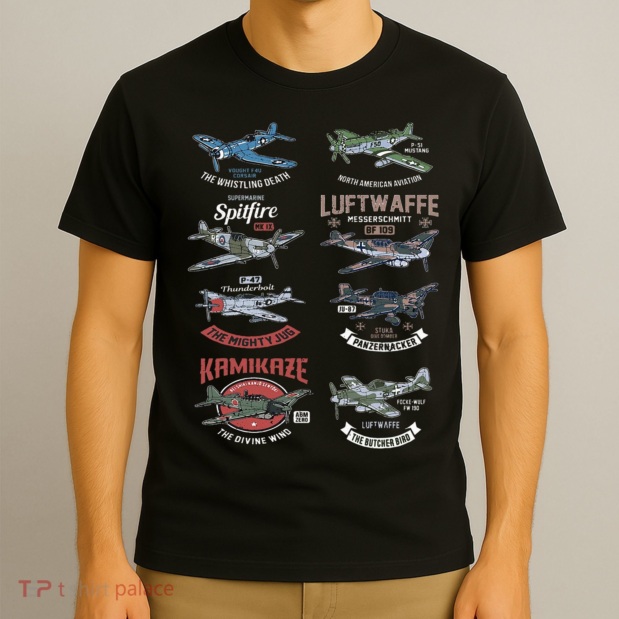Ww2 Planes Warbirds Warplanes F4u Corsair P 47 Thunderbolt T-Shirt