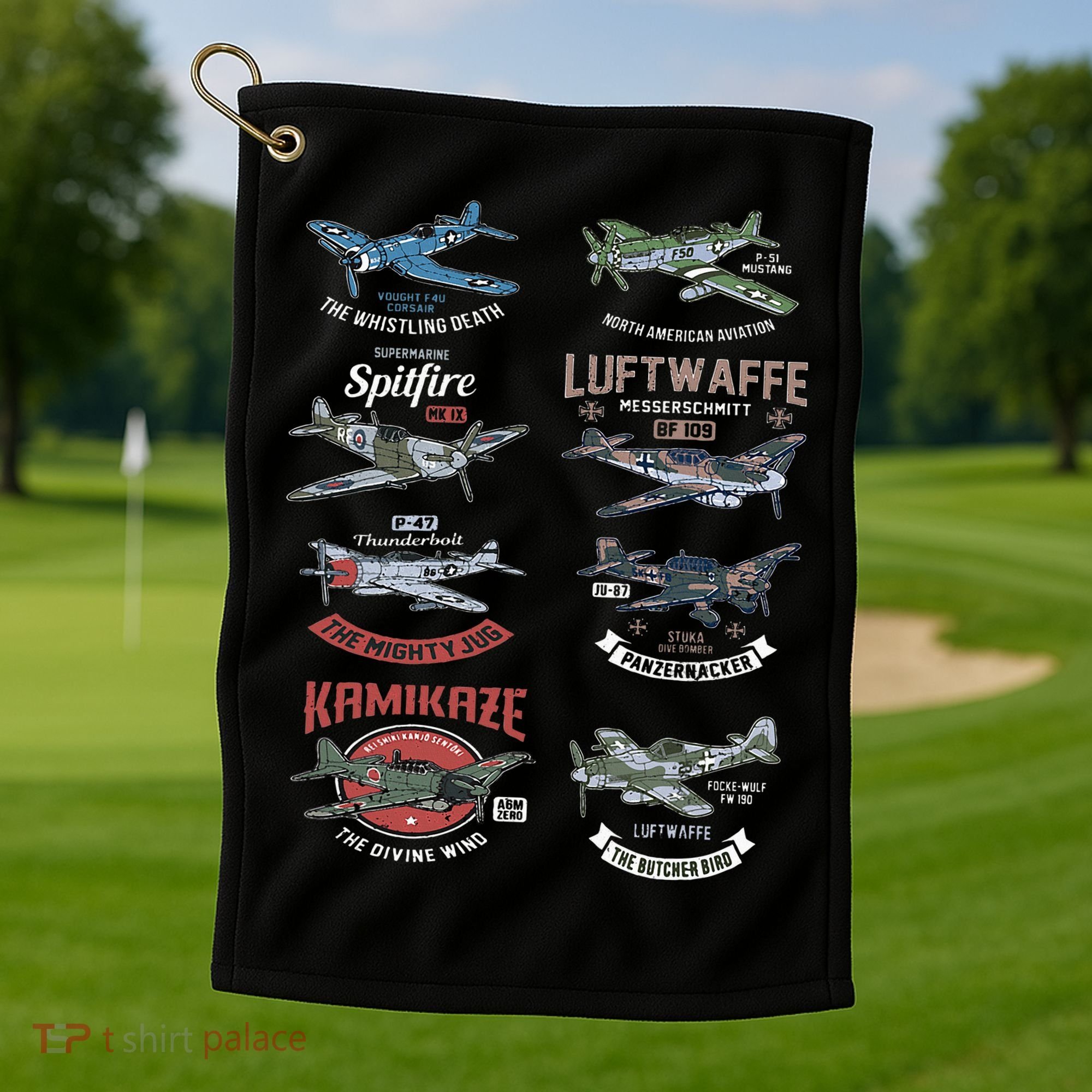 Ww2 Planes Warbirds Warplanes F4u Corsair P 47 Thunderbolt Golf Towel