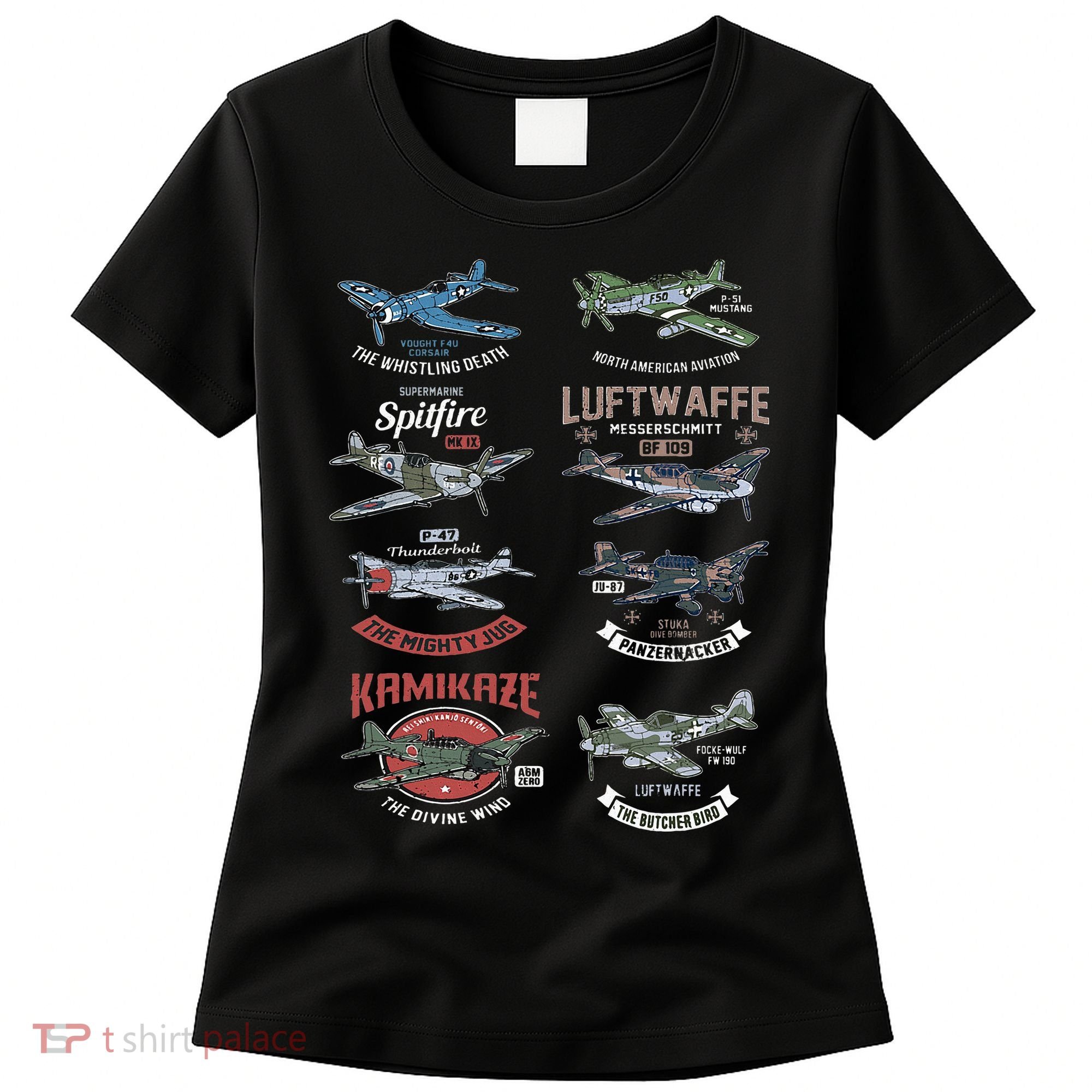 Ww2 Planes Warbirds Warplanes F4u Corsair P 47 Thunderbolt Women's T-Shirt
