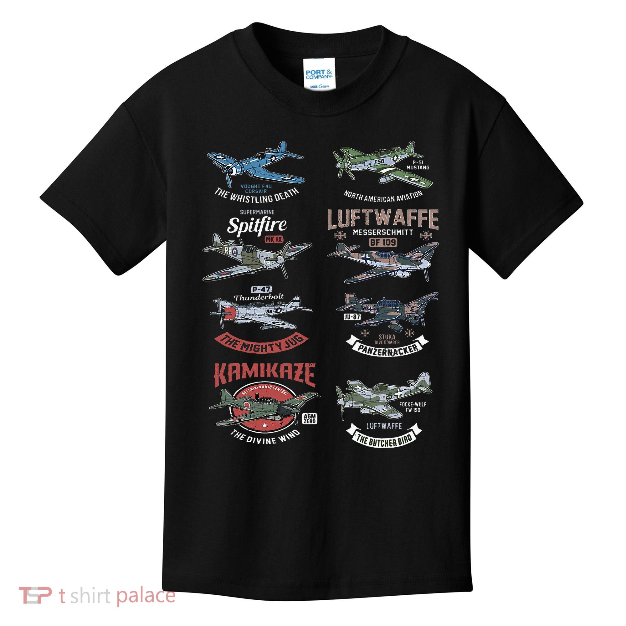 Ww2 Planes Warbirds Warplanes F4u Corsair P 47 Thunderbolt Kids T-Shirt