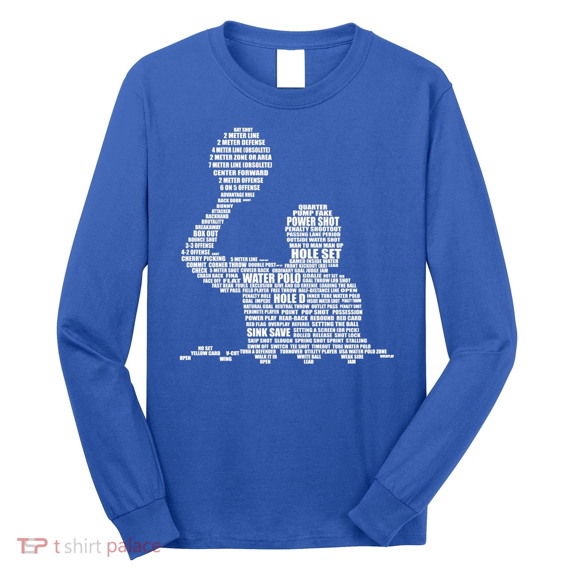 Waterpolo Player Word Cloud Water Polo Players Coach Gift Long Sleeve Shirt