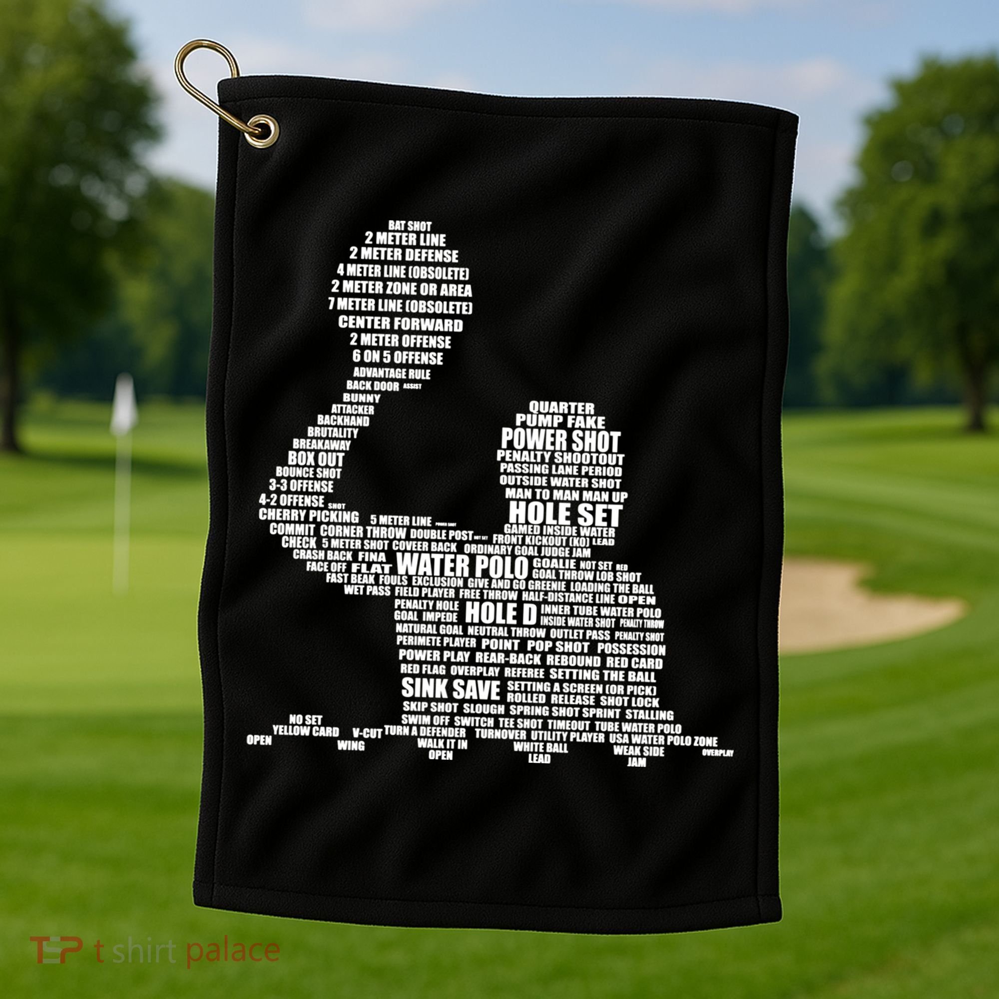 Waterpolo Player Word Cloud Water Polo Players Coach Gift Cool Gift Golf Towel