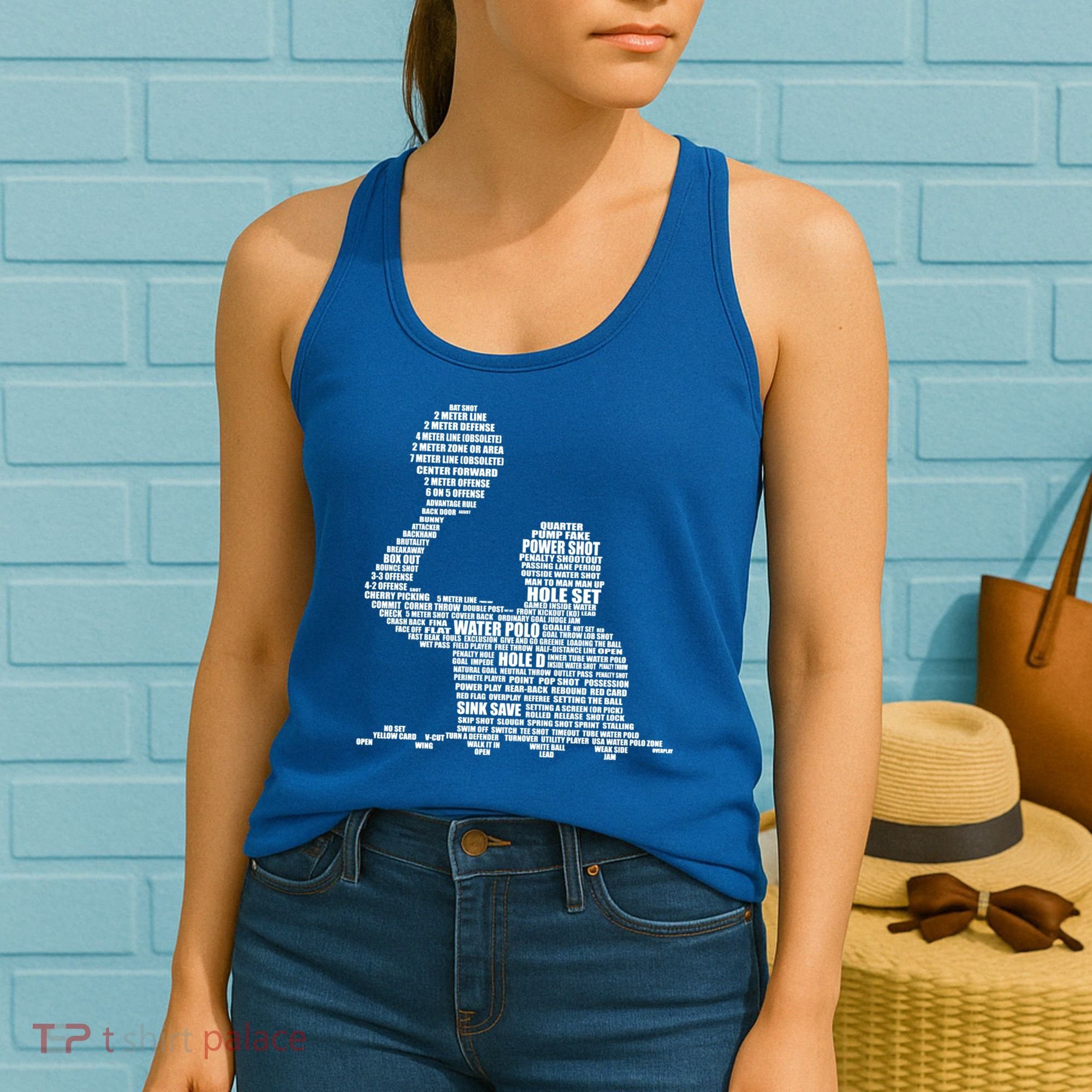 Waterpolo Player Word Cloud Water Polo Players Coach Gift Cool Gift Women's Tank Top