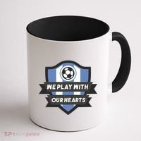 We Play With Our Hearts Soccer Player Coffee Mug thumb 1