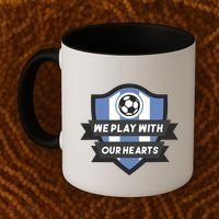 We Play With Our Hearts Soccer Player Coffee Mug thumb 2