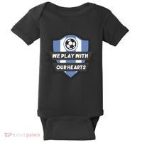 We Play With Our Hearts Soccer Player Baby Bodysuit thumb 0