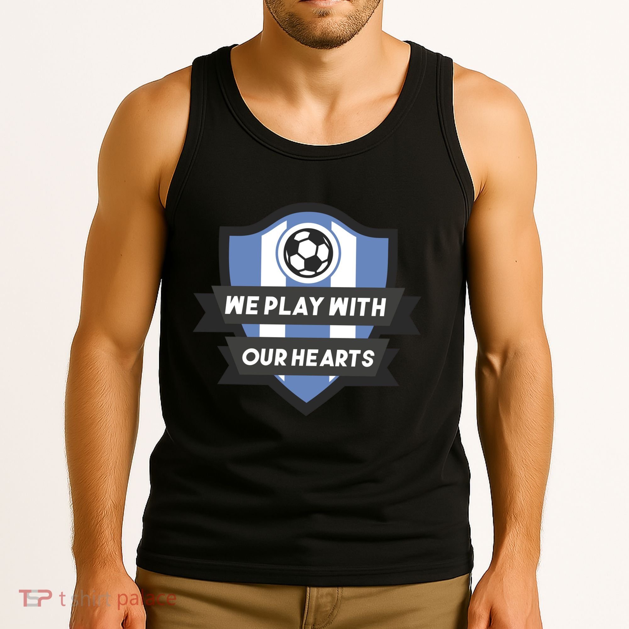 We Play With Our Hearts Soccer Player Tank Top
