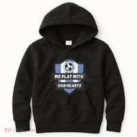 We Play With Our Hearts Soccer Player Kids Hoodie thumb 0