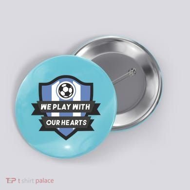 We Play With Our Hearts Soccer Player Button