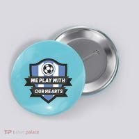 We Play With Our Hearts Soccer Player Button thumb 0