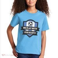 We Play With Our Hearts Soccer Player Kids T-Shirt thumb 2