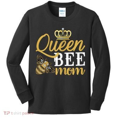 Womens Queen Bee Mom Kids Long Sleeve Shirt