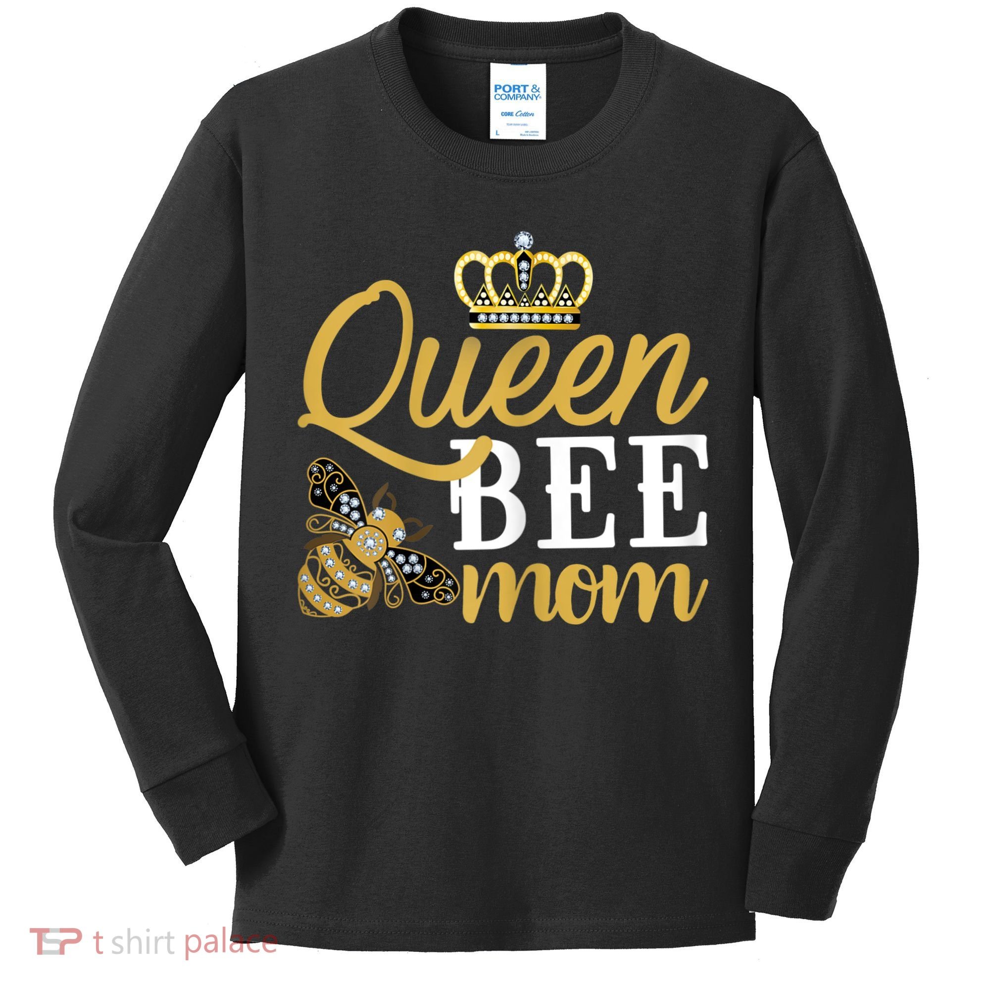 Womens Queen Bee Mom Kids Long Sleeve Shirt