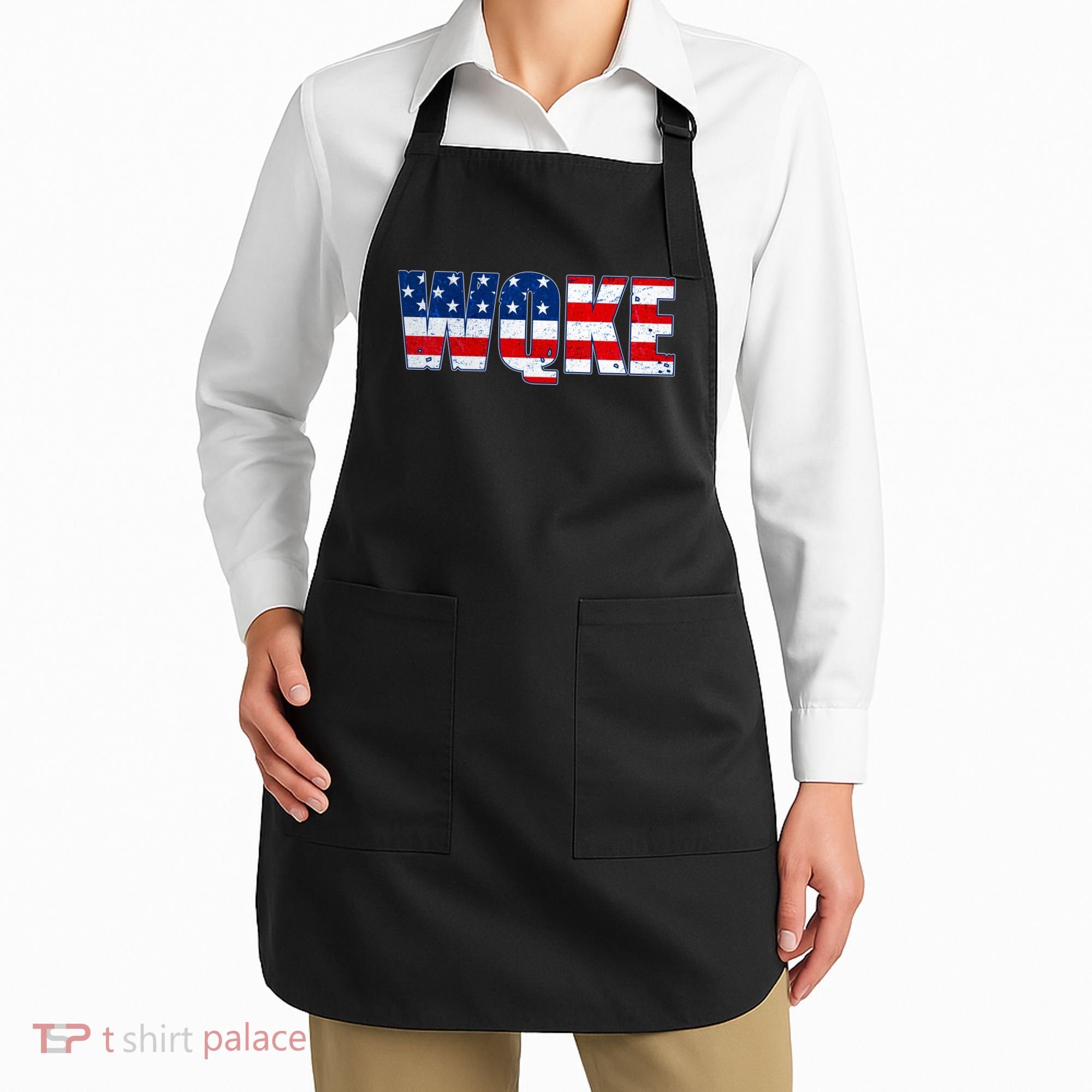 WQKE Woke QAnon American Flag Apron