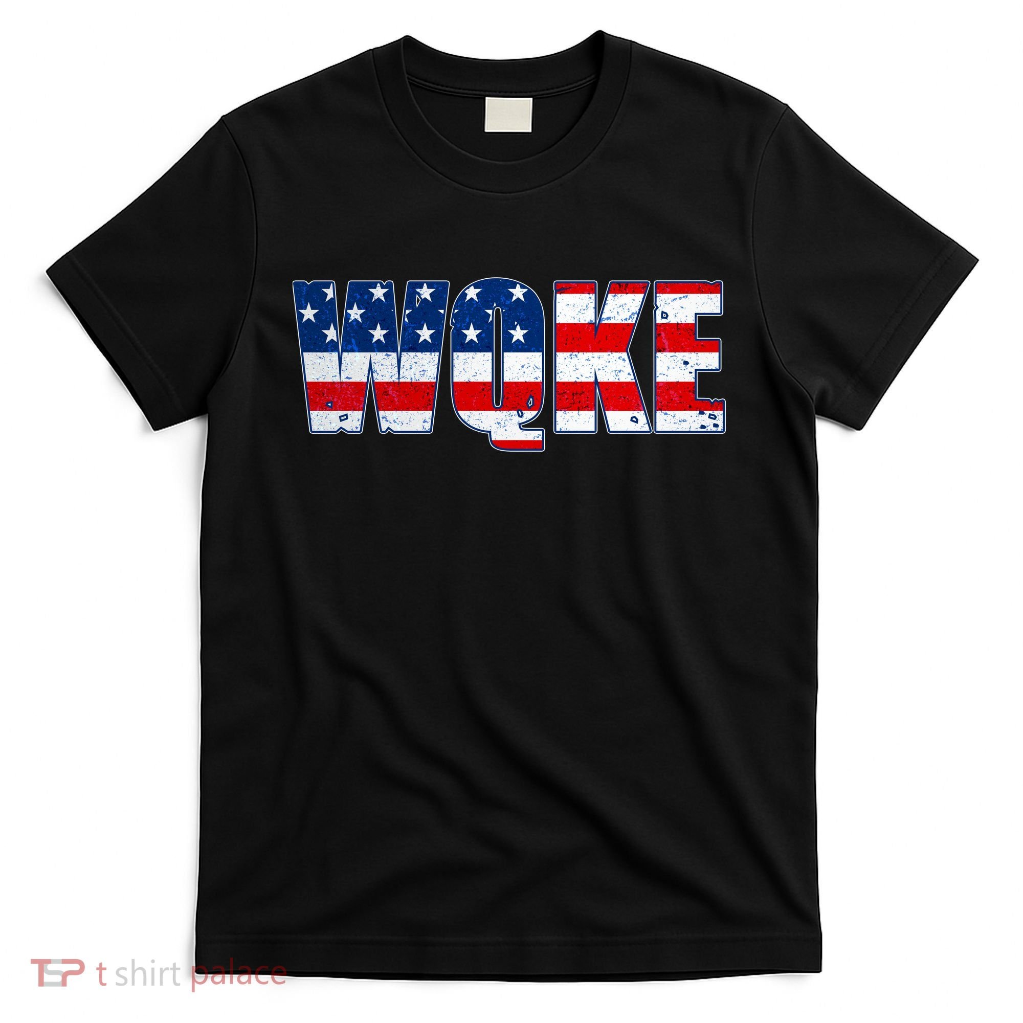WQKE Woke QAnon American Flag T-Shirt