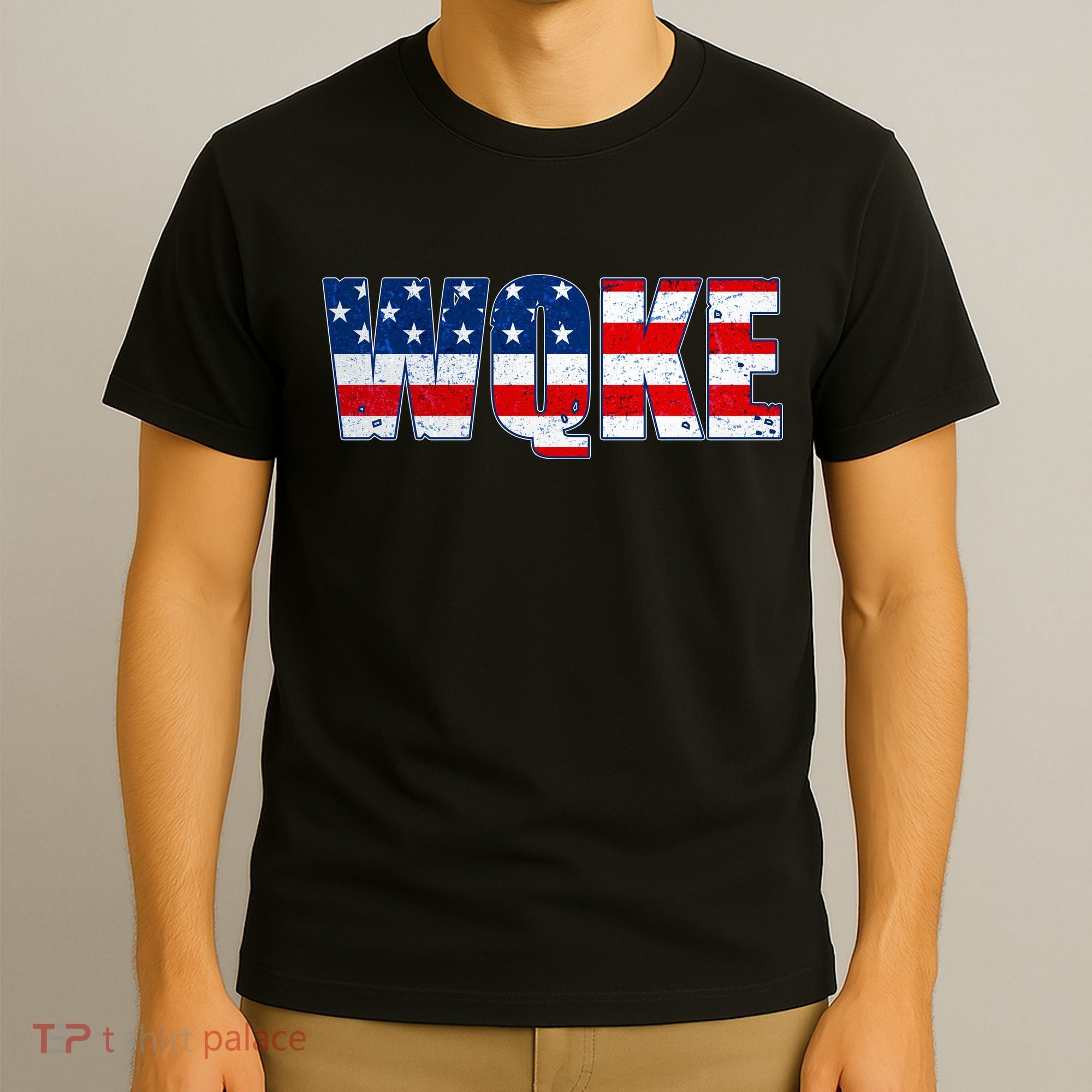 WQKE Woke QAnon American Flag T-Shirt