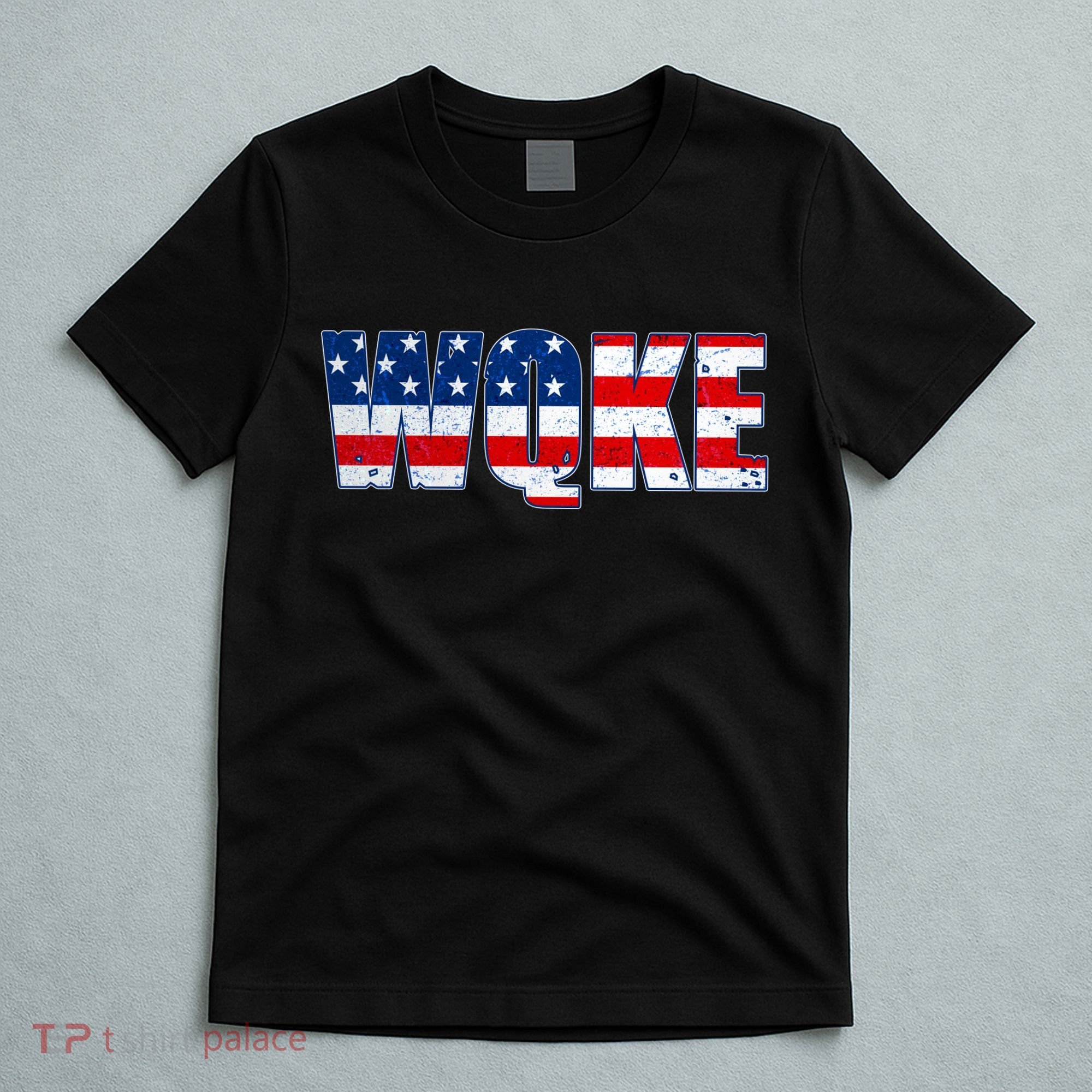 WQKE Woke QAnon American Flag T-Shirt