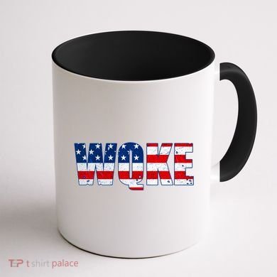WQKE Woke QAnon American Flag Coffee Mug back