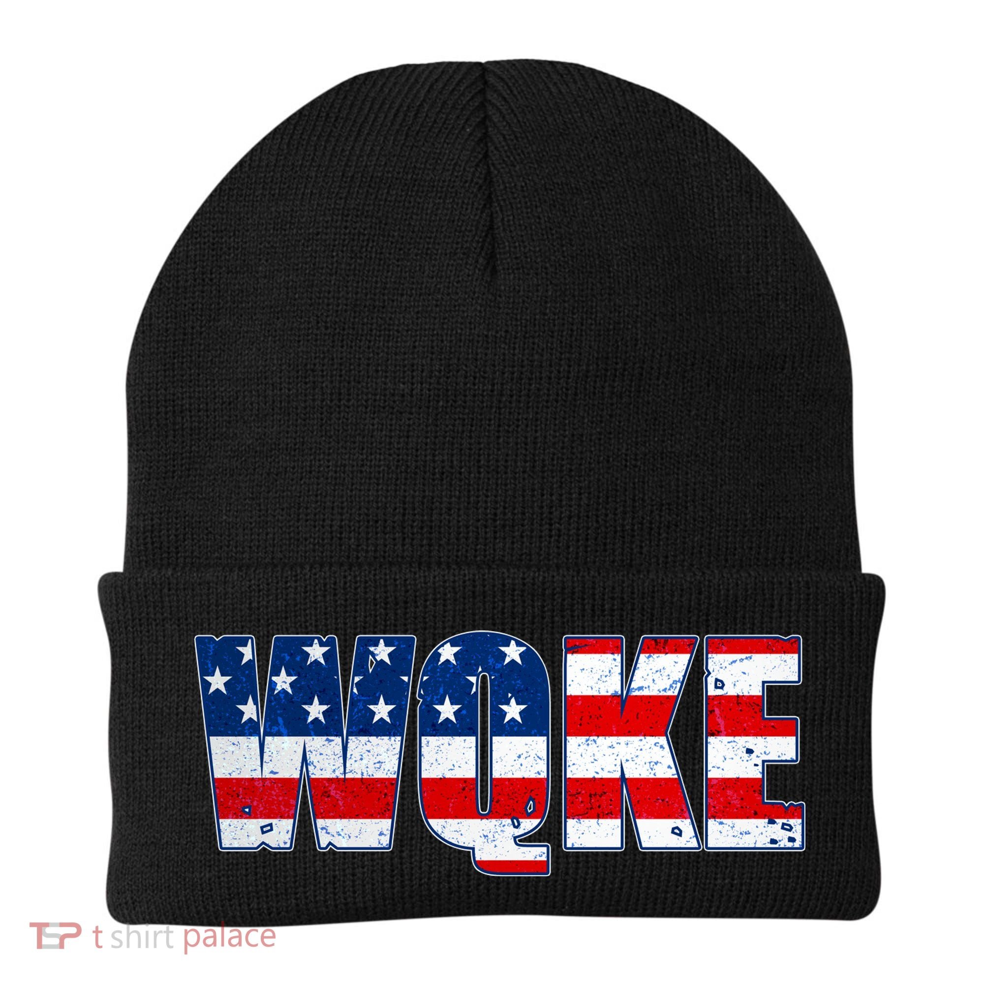 WQKE Woke QAnon American Flag Beanie