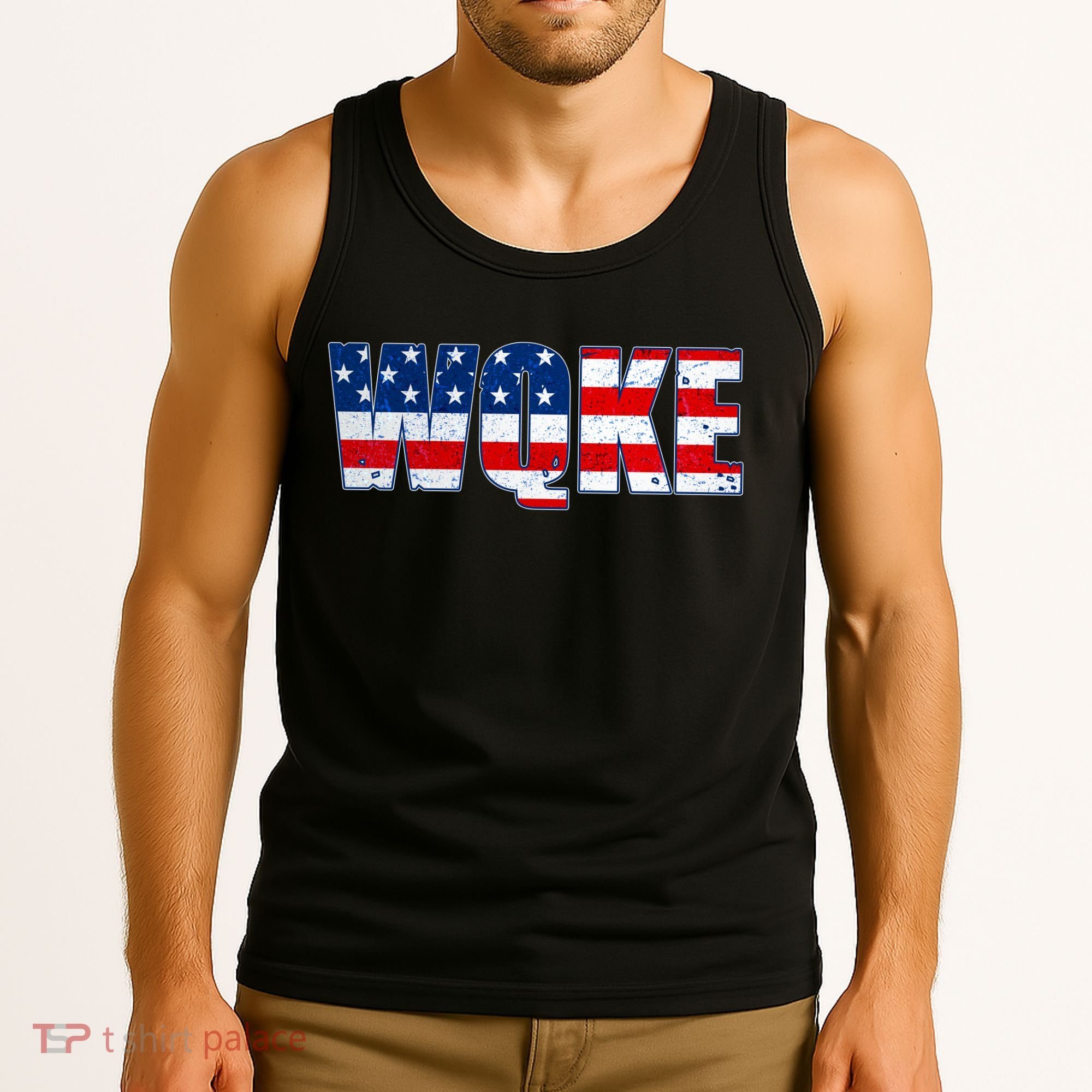 WQKE Woke QAnon American Flag Tank Top