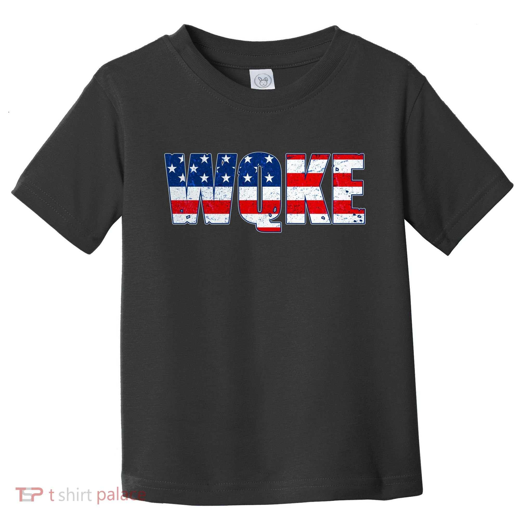 WQKE Woke QAnon American Flag Toddler T-Shirt