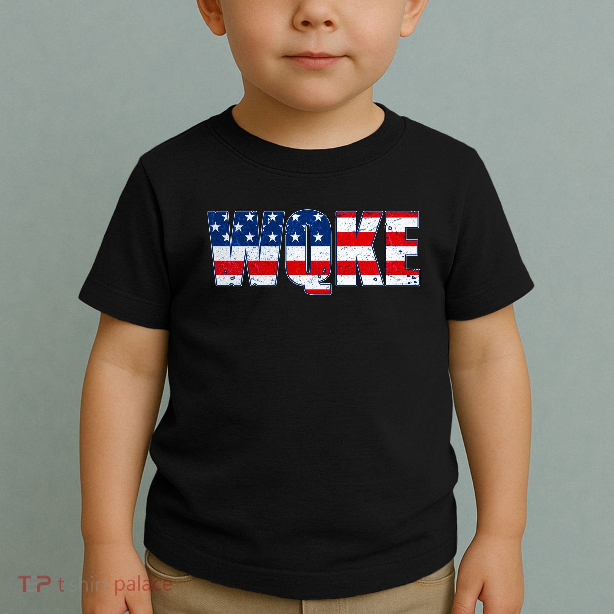 WQKE Woke QAnon American Flag Toddler T-Shirt