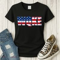 WQKE Woke QAnon American Flag Women's T-Shirt thumb 3