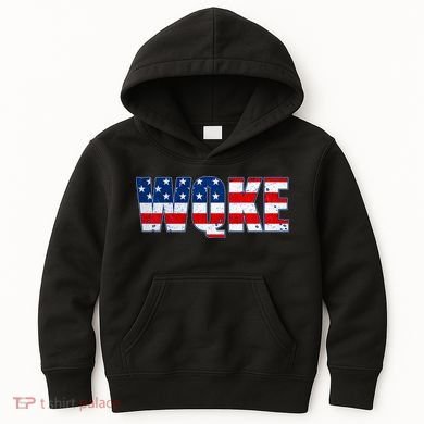 WQKE Woke QAnon American Flag Kids Hoodie