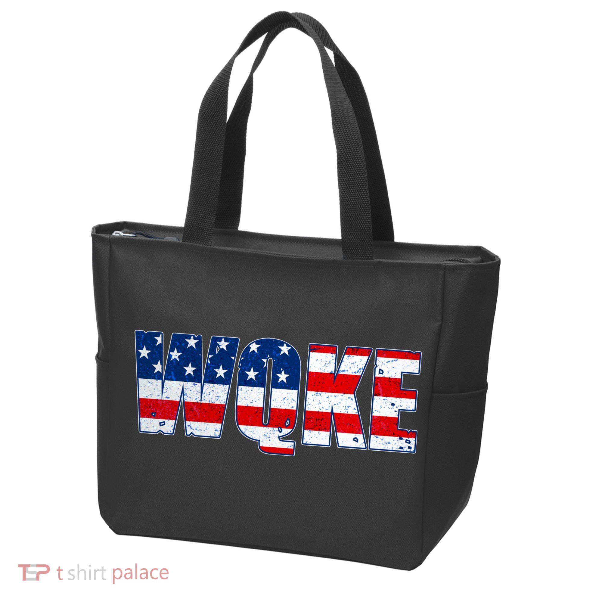 WQKE Woke QAnon American Flag Tote Bag