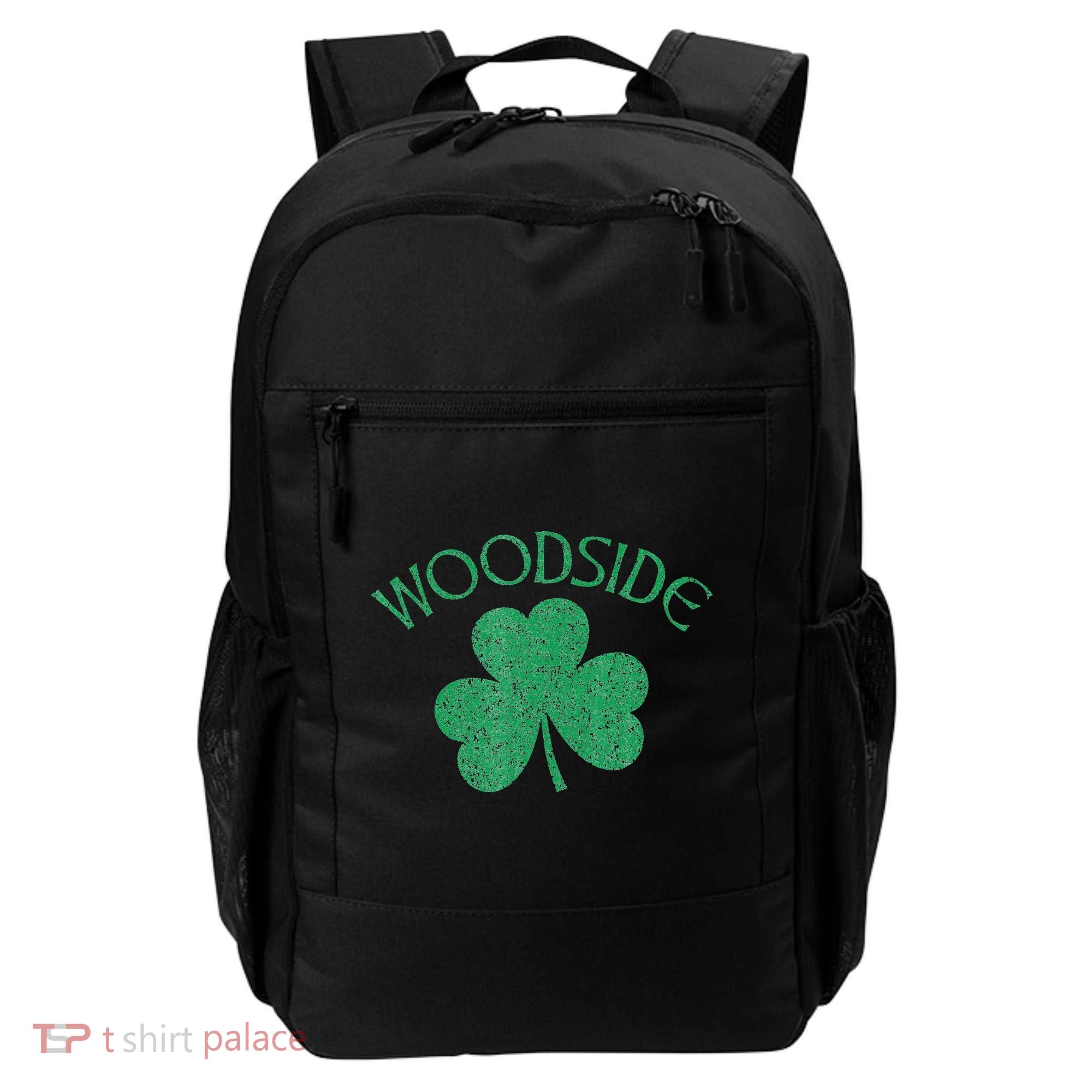 Woodside Queens NY Irish Shamrock Distressed Green Backpack