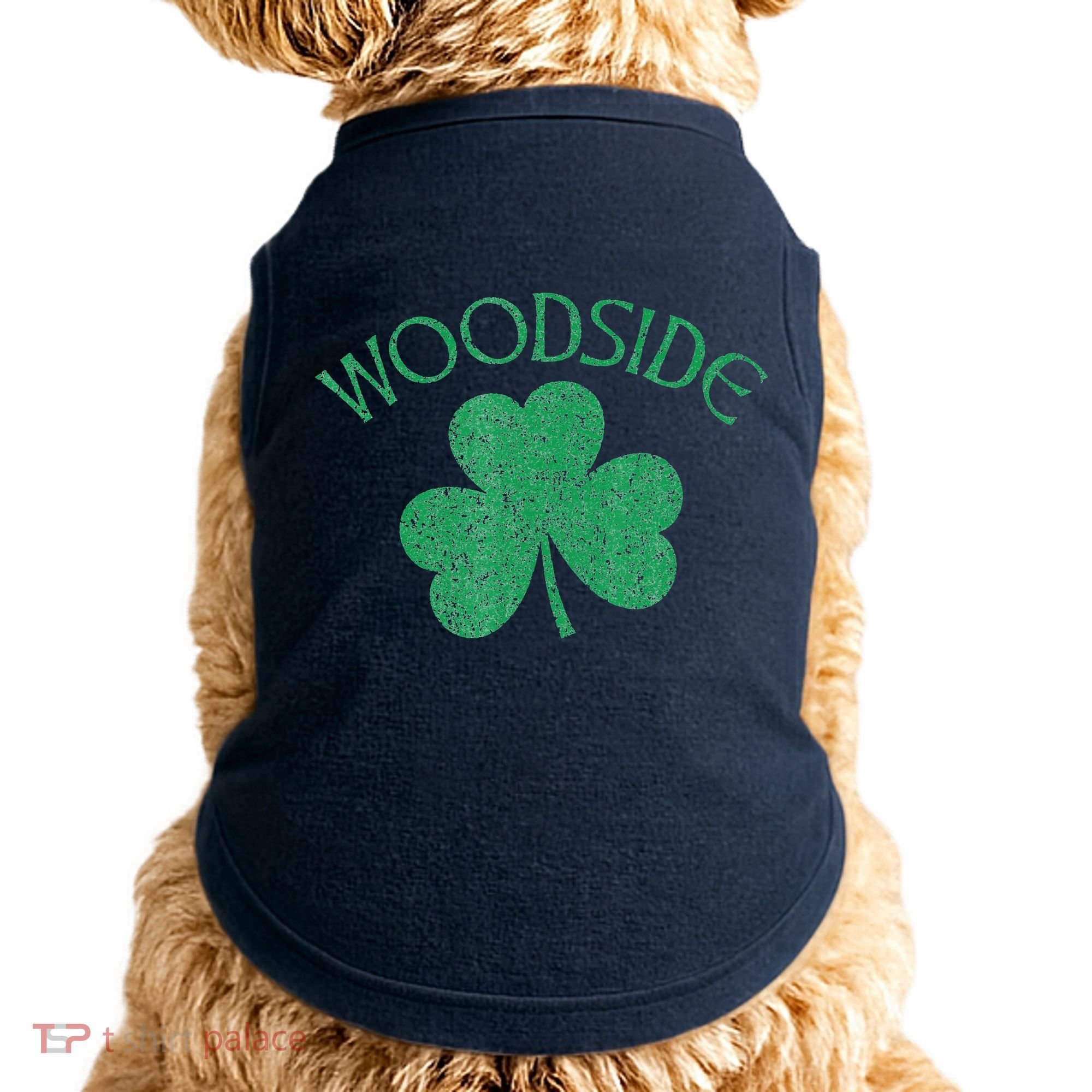 Woodside Queens NY Irish Shamrock Distressed Green Doggie Tank