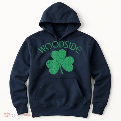 Woodside Queens NY Irish Shamrock Distressed Green Hoodie