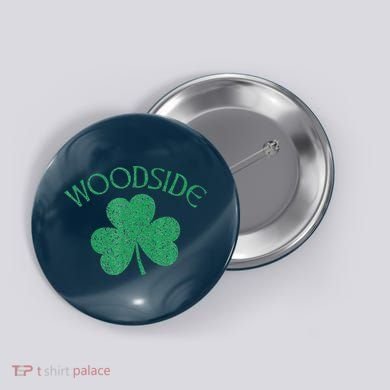 Woodside Queens NY Irish Shamrock Distressed Green Button