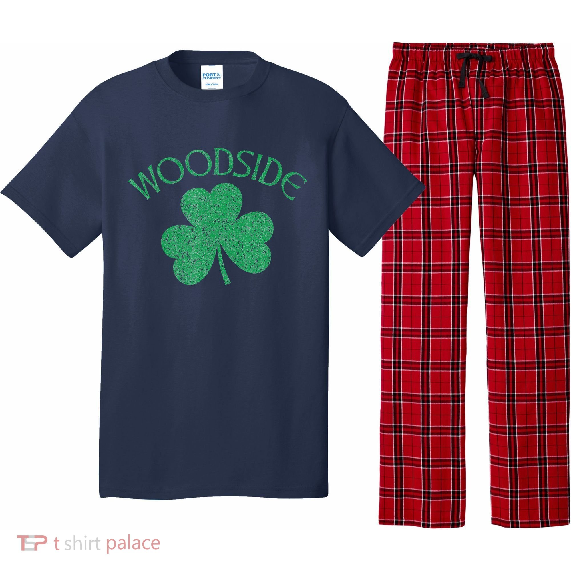 Woodside Queens NY Irish Shamrock Distressed Green Pajama Set