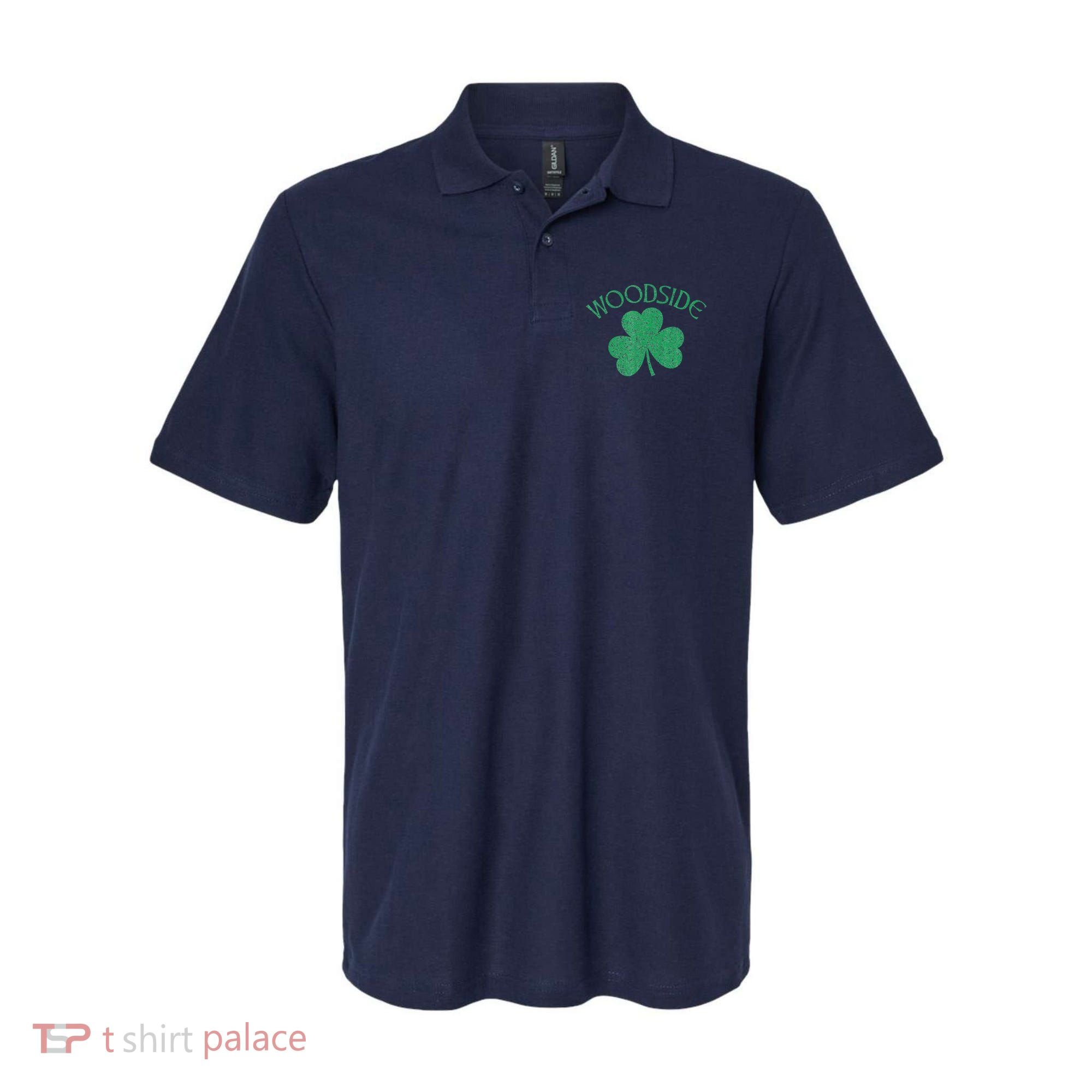 Woodside Queens NY Irish Shamrock Distressed Green Polo