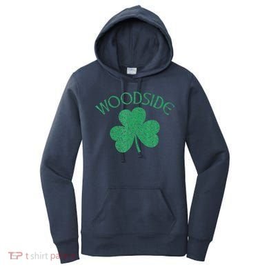 Woodside Queens NY Irish Shamrock Distressed Green Women's Hoodie