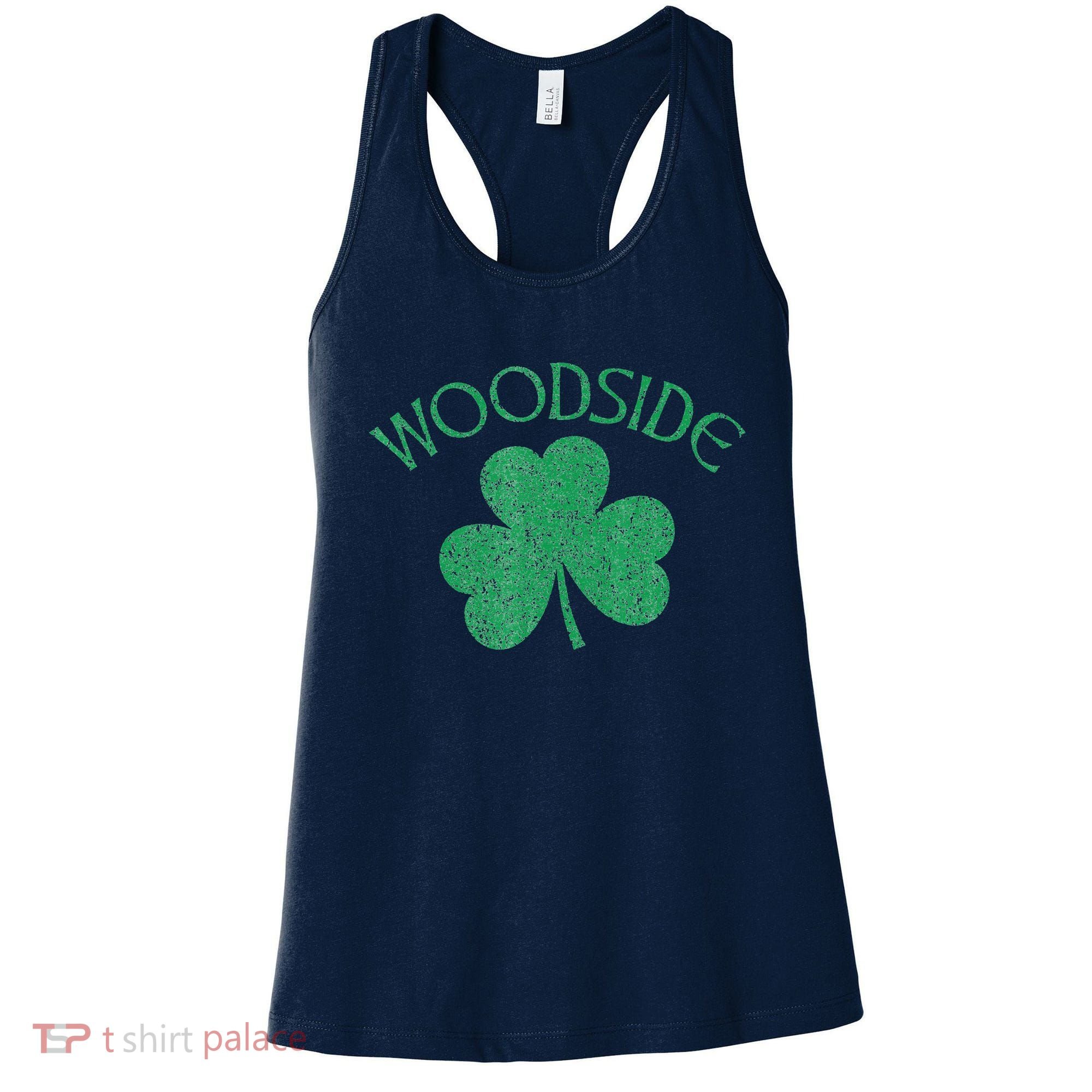 Woodside Queens NY Irish Shamrock Distressed Green Women's Tank Top