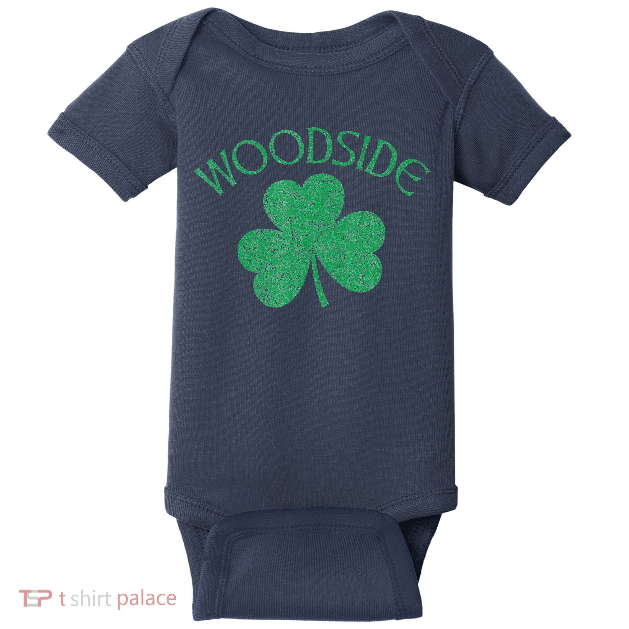 Woodside Queens NY Irish Shamrock Distressed Green Baby Bodysuit