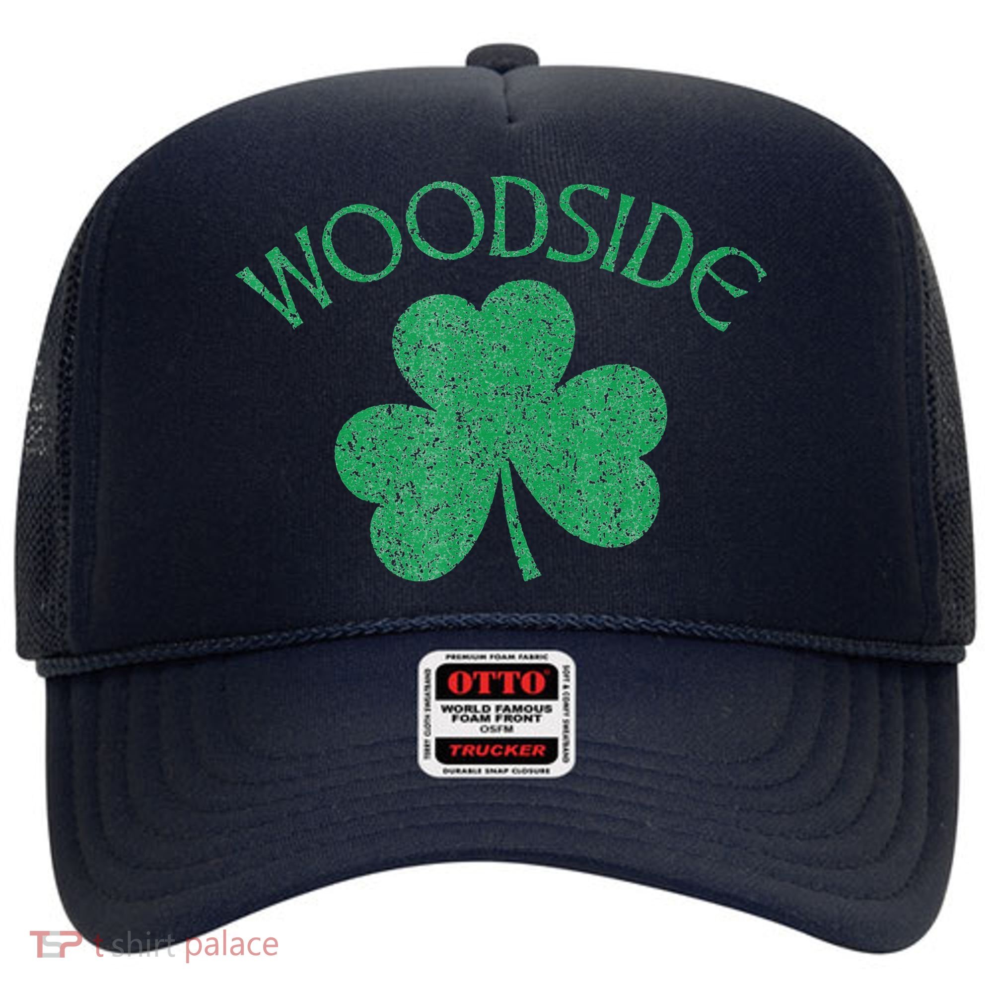 Woodside Queens NY Irish Shamrock Distressed Green Hat