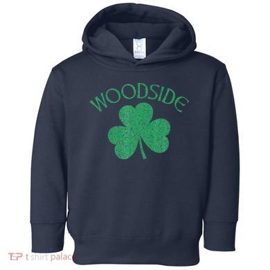 Woodside Queens NY Irish Shamrock Distressed Green Toddler Hoodie