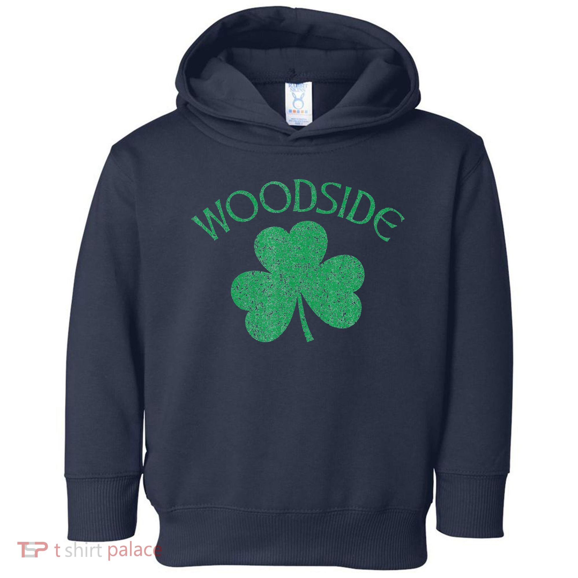 Woodside Queens NY Irish Shamrock Distressed Green Toddler Hoodie
