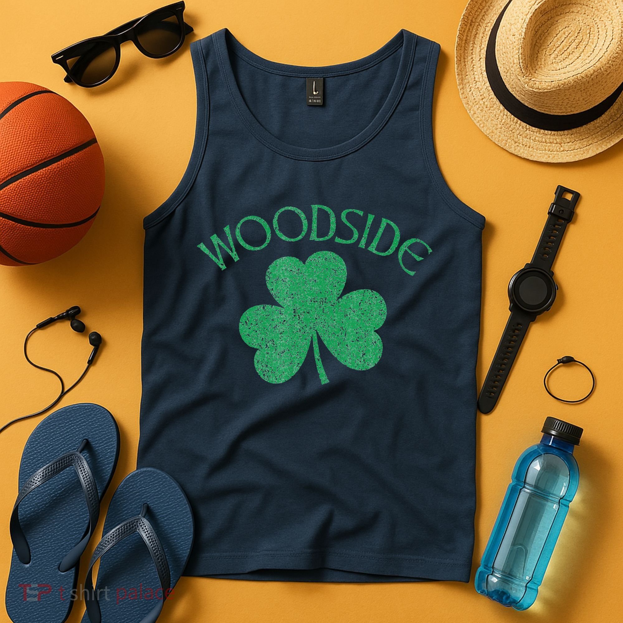 Woodside Queens NY Irish Shamrock Distressed Green Tank Top