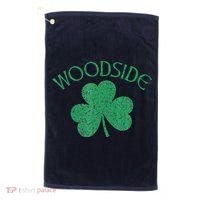 Woodside Queens NY Irish Shamrock Distressed Green Golf Towel thumb 0