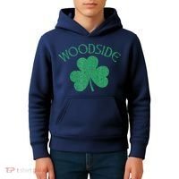 Woodside Queens NY Irish Shamrock Distressed Green Kids Hoodie thumb 4