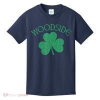 Woodside Queens NY Irish Shamrock Distressed Green Kids T-Shirt thumb 0